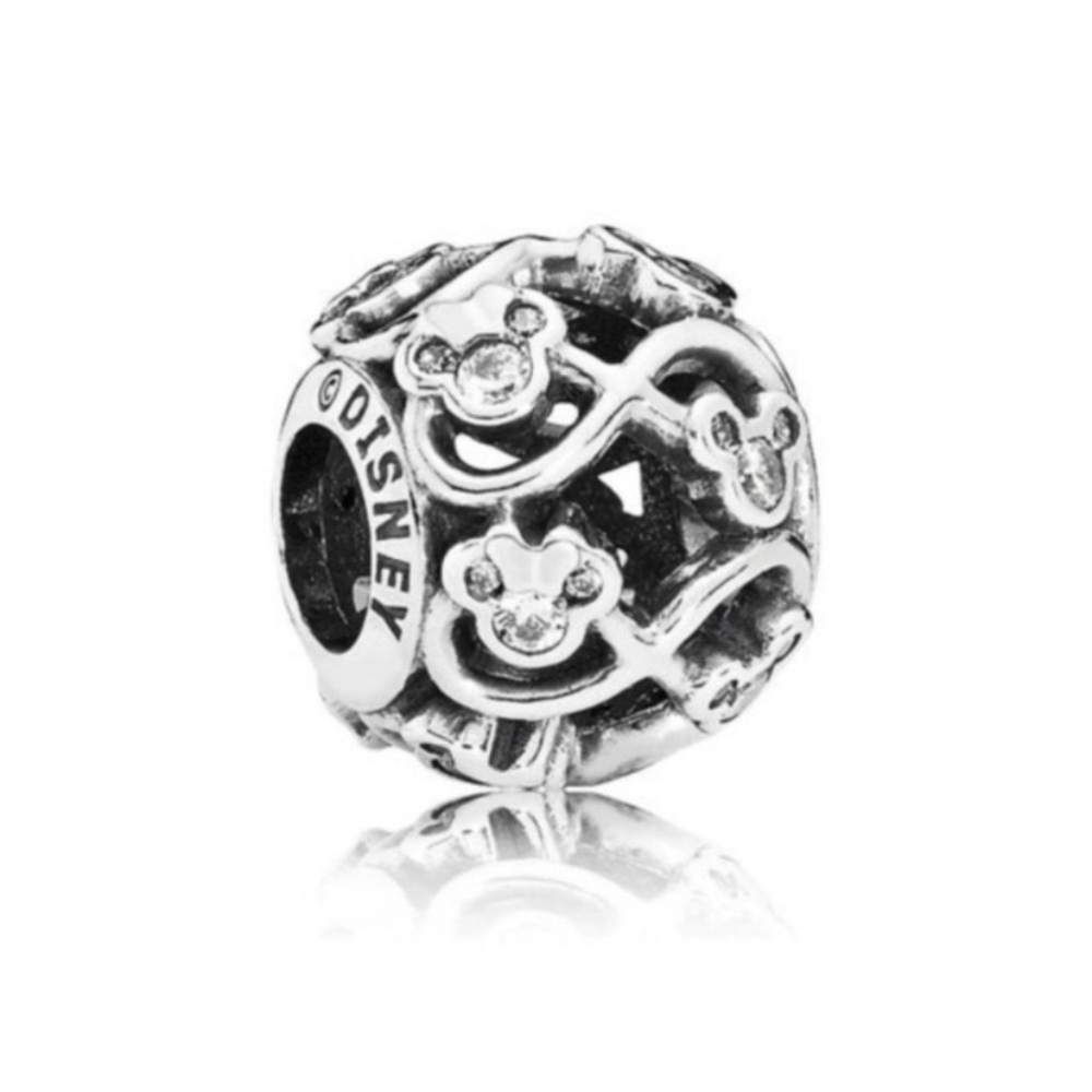 Pandora Disney Mickey Mouse Infinity Charm CZ stones Silver